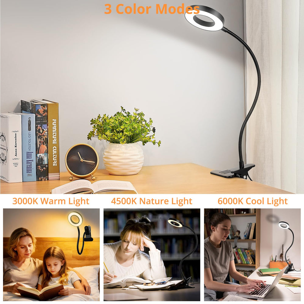 Woputne clip light clamp close up shows scratch resistant pad.