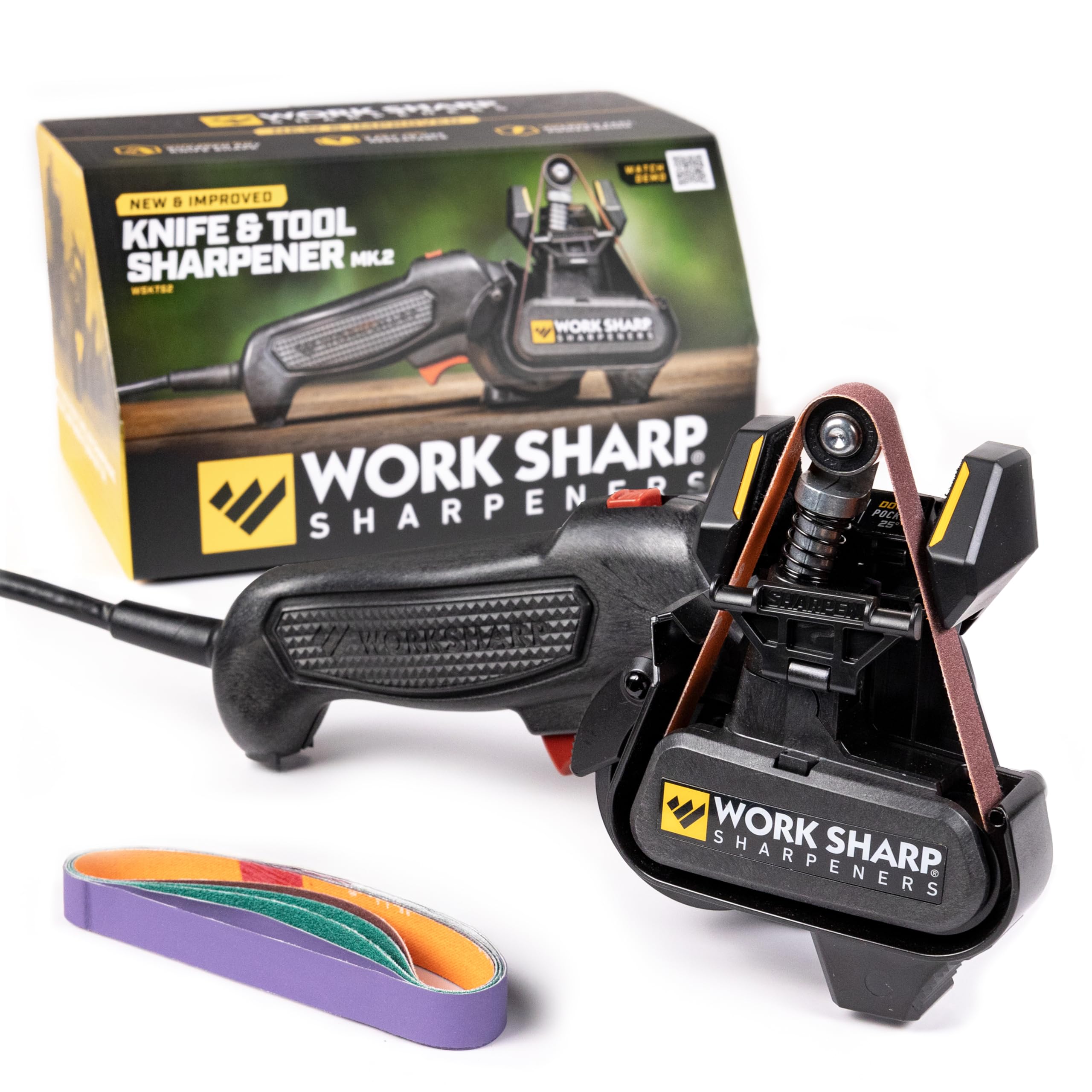 Work Sharp Mk2 knife sharpener on a bench showing precise edge care