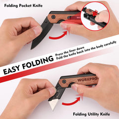 WORKPRO compact folding knife fits in pocket easily.