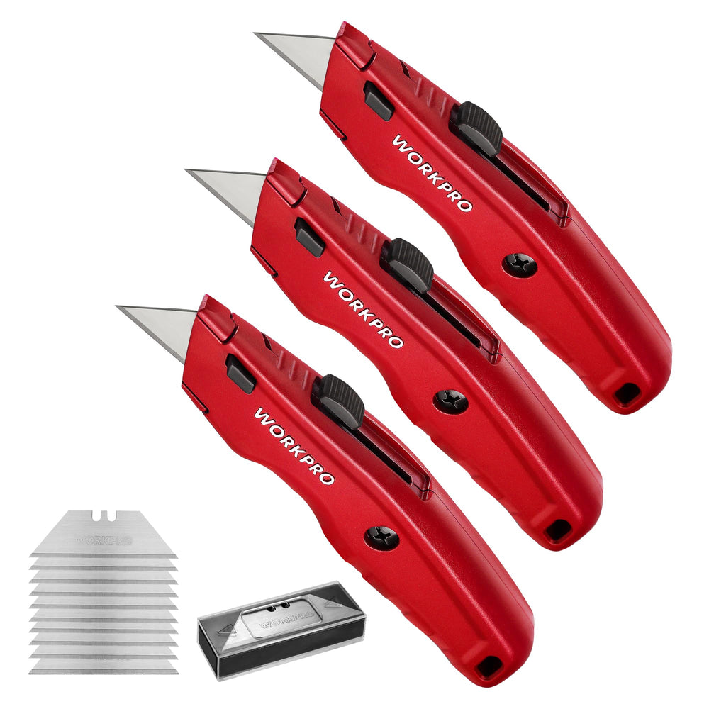 Compact WORKPRO knife fits in a back pocket for convenient use.