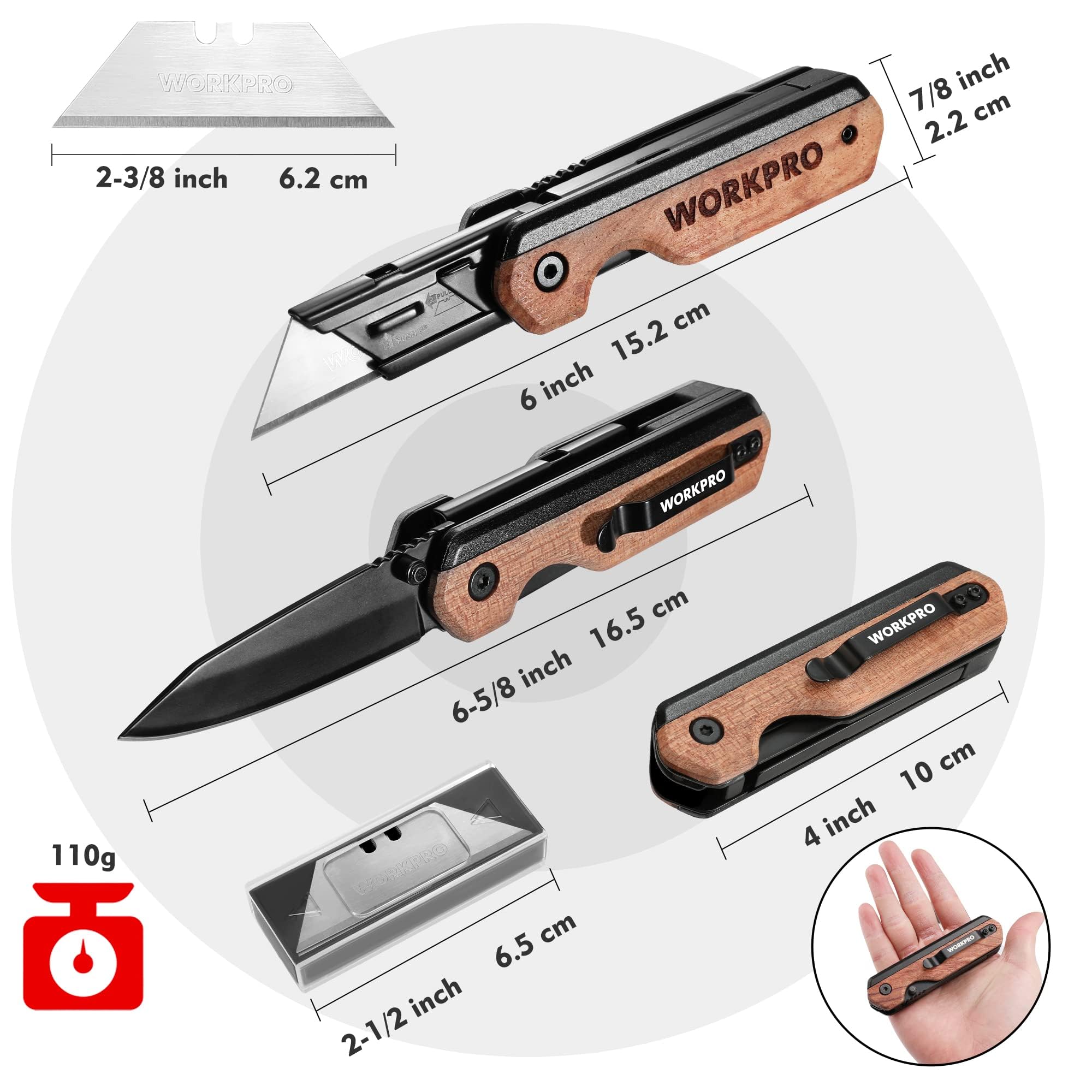 WORKPRO quick-change blades enable fast, safe swaps.