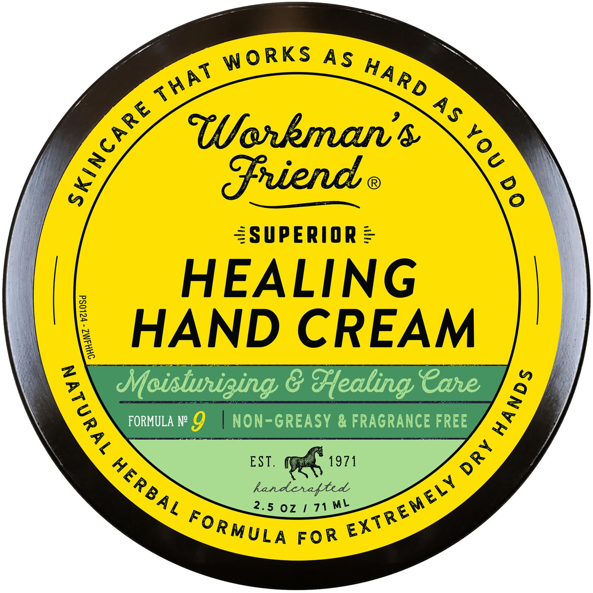 WORKMAN'S FRIEND healing hand cream jar showing a thick, nourishing texture for dry hands.