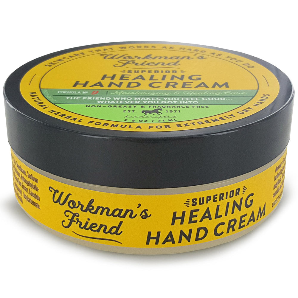 WORKMAN'S FRIEND bottle in use during a workday to protect hands from cracking.