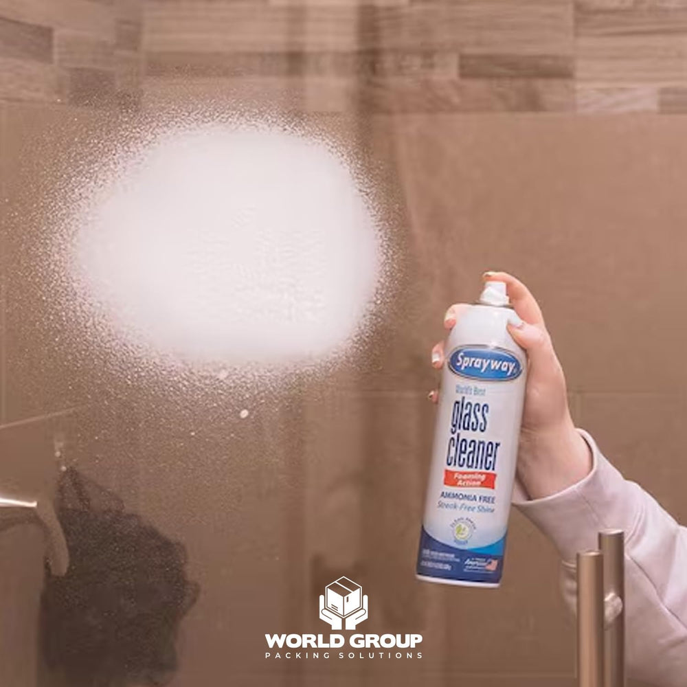 World Group cleaning results on glass showing streak-free finish.