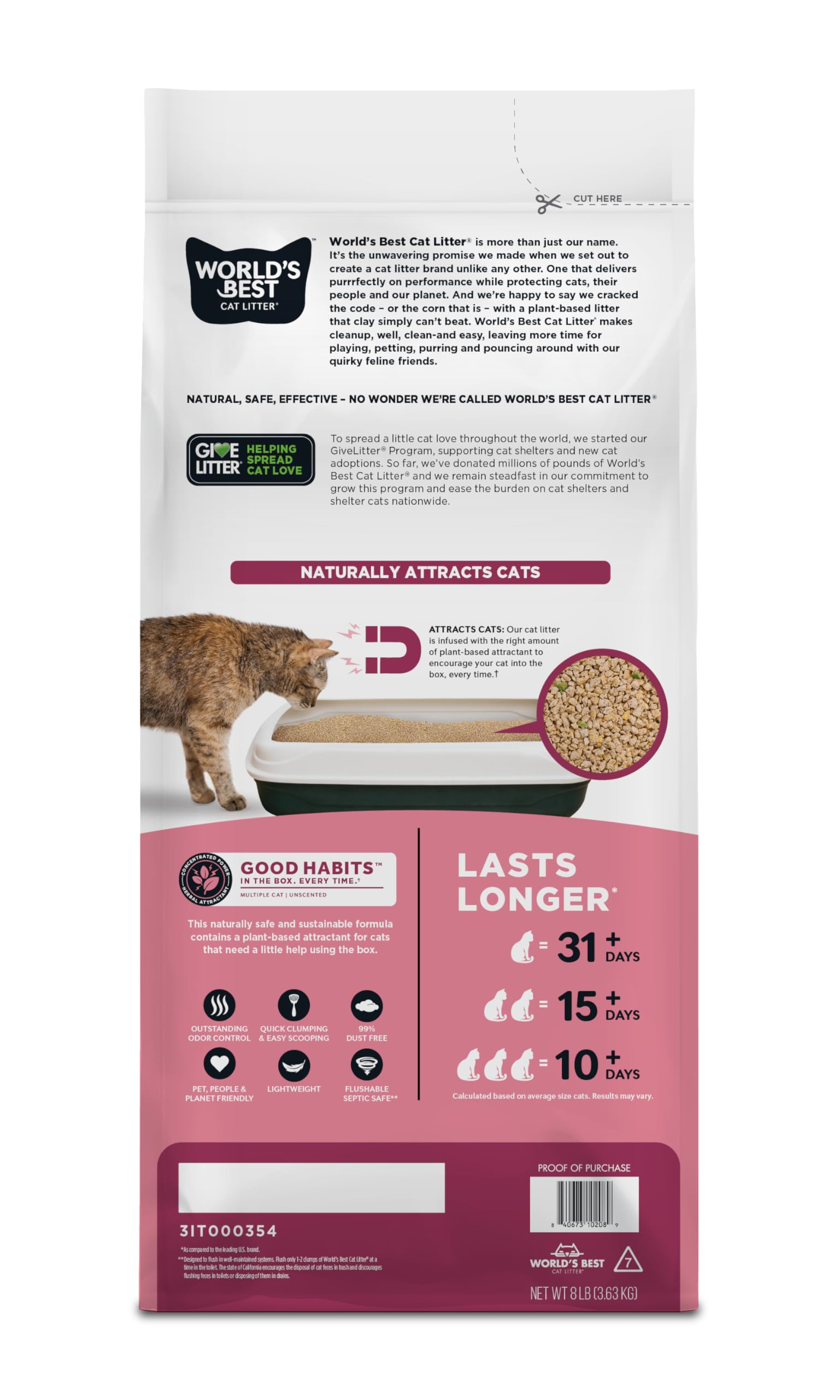 World's Best Cat Litter montre un contrôle des odeurs naturel et discret.