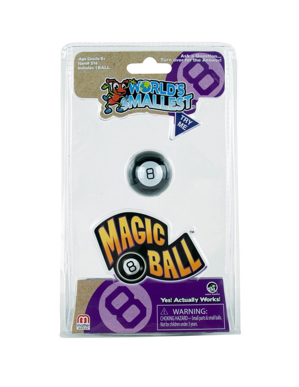 World's Smallest Magic 8 Ball with packaging, a collectible travel companion for curious minds.
