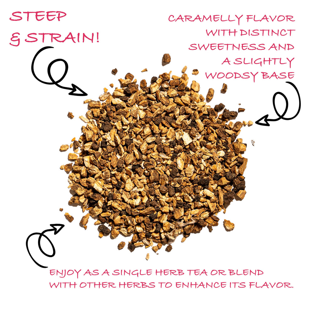 Worldwide Botanicals burdock root tea-infusion offers caffeine-free comfort and gentle digestion.