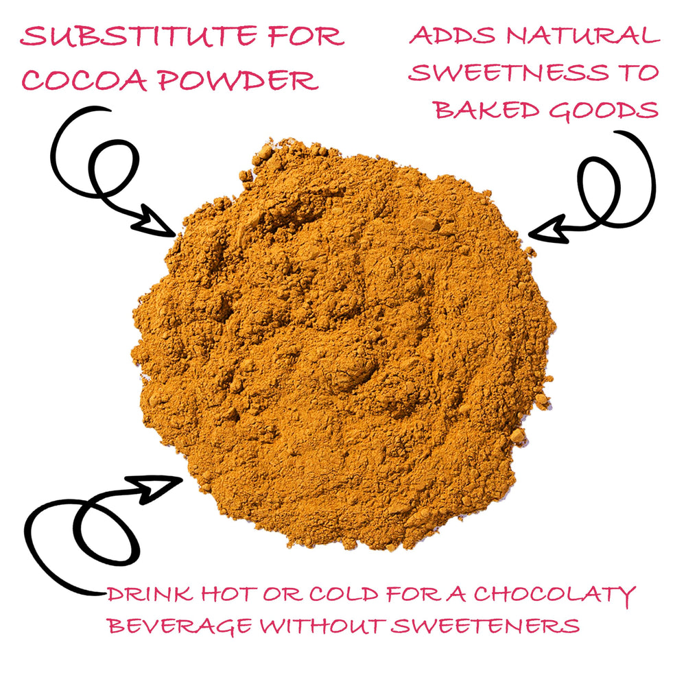 Worldwide Botanicals carob powder hot milk cup for a cozy caffeine-free drink
