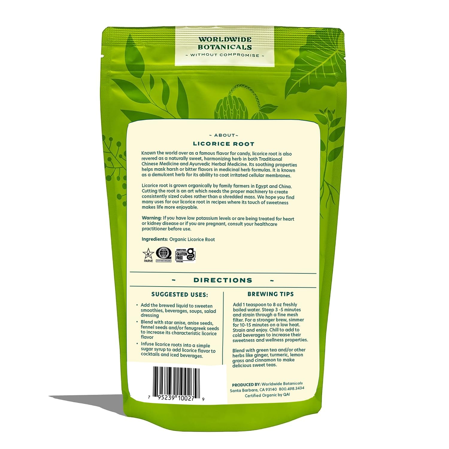Worldwide Botanicals licorice root packaging preserves freshness and potency