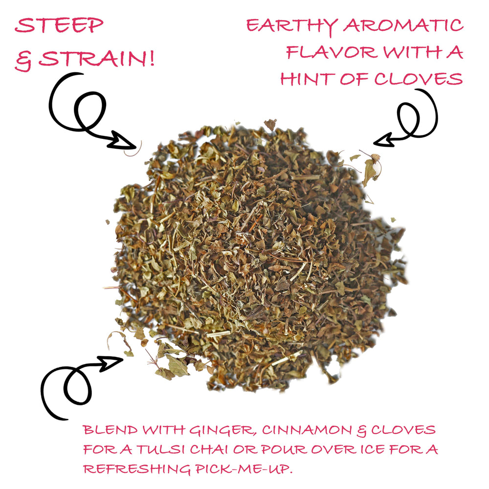 Worldwide Botanicals Organic Tulsi Rama 8oz pack ready for daily ritual