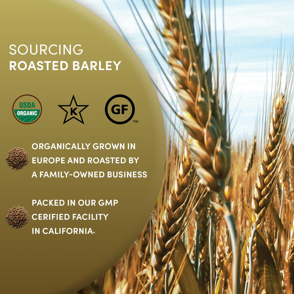 Worldwide Botanicals Orzo Barley latte-style cup, caffeine-free.