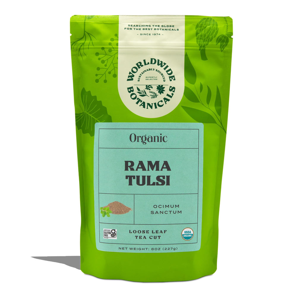 Worldwide Botanicals Tulsi Rama Kosher herbal tea ready for daily ritual