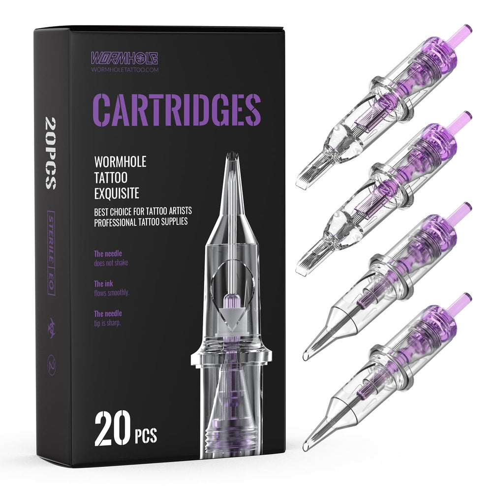 Wormhole Tattoo cartridge needles packaged for safety and freshness.