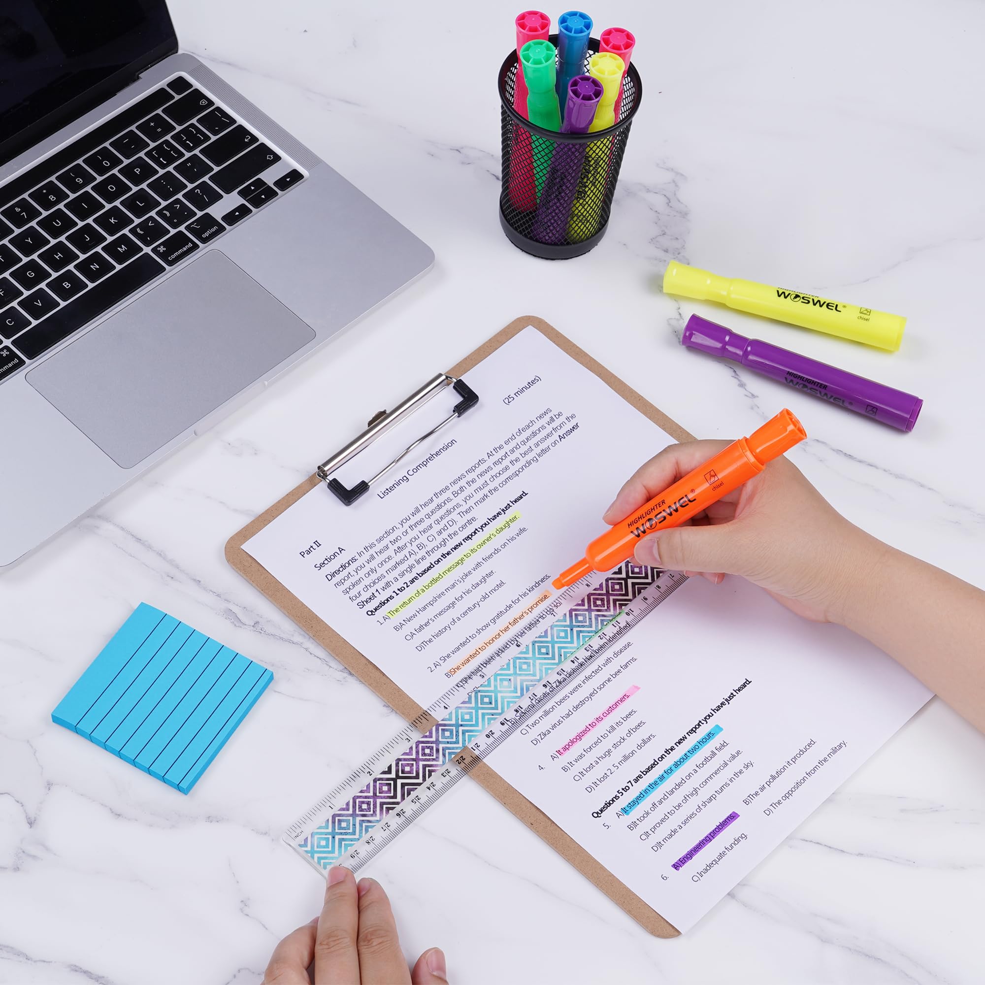 WOSWEL highlighters bulk packaging suitable for classroom or office.