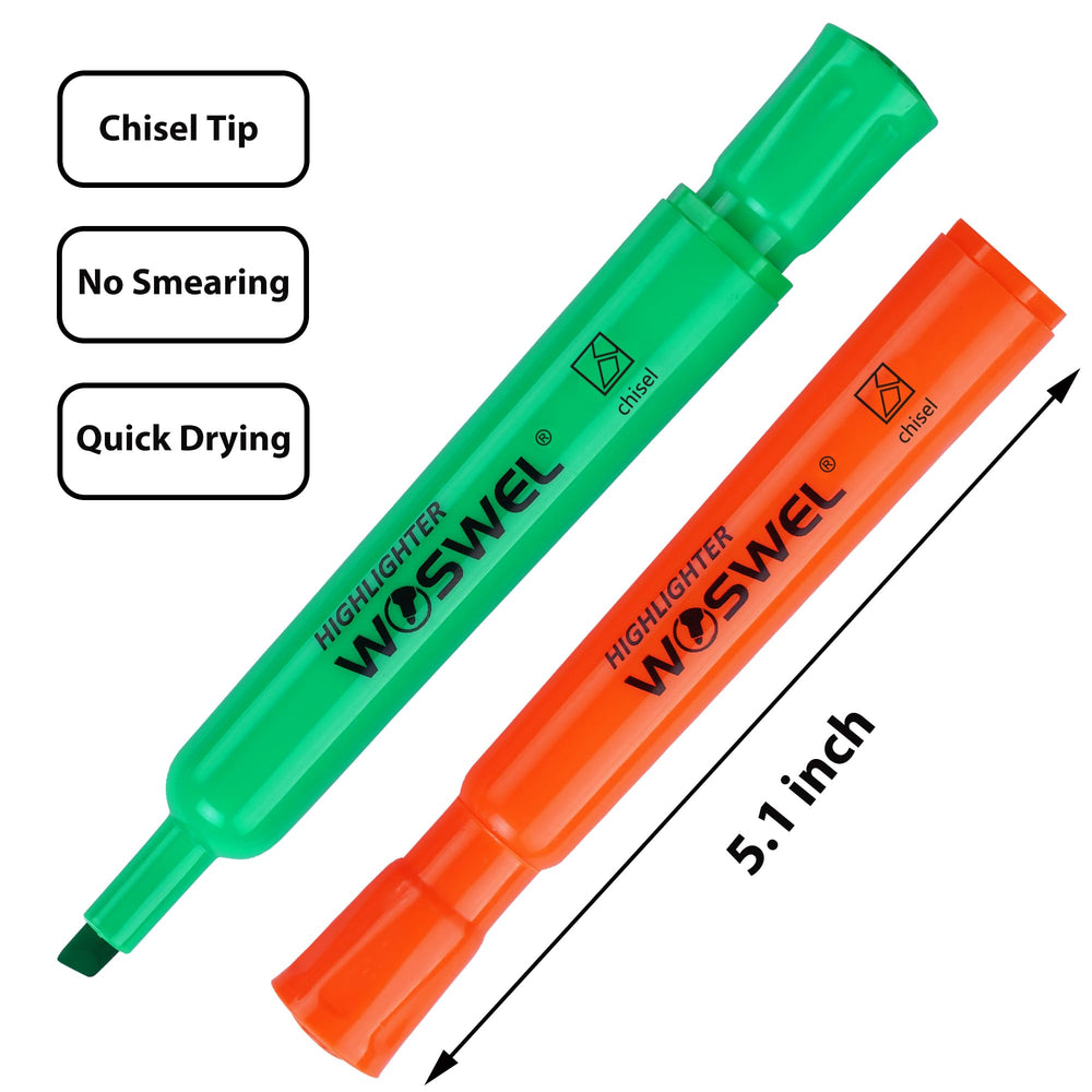WOSWEL highlighters chisel-tip enables wide highlights and precise underlines.