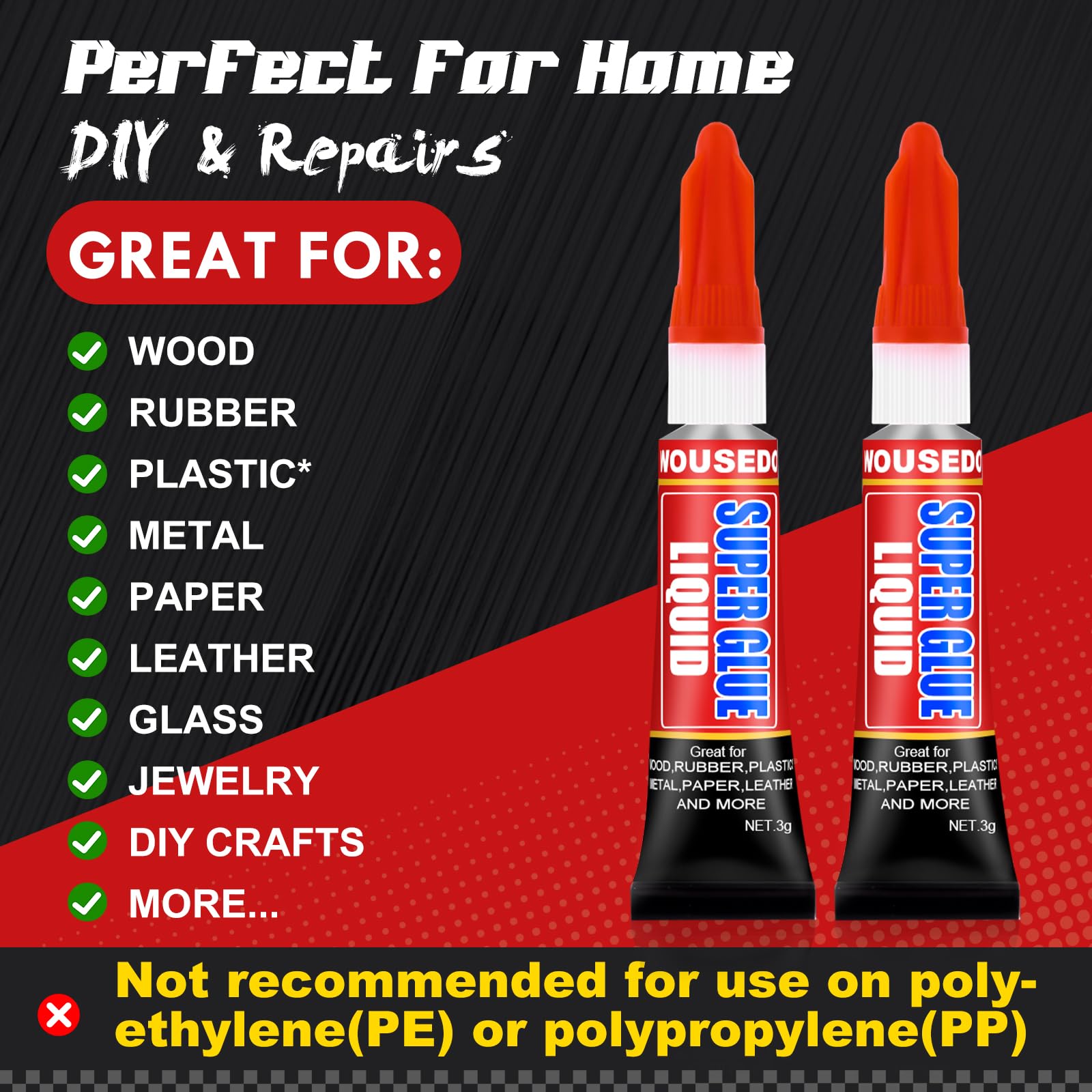 WOUSEDO bonds wood and metal for sturdy DIY repairs.