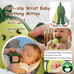 Wovinda anti-slip wrist mitten aids secure grasp and safe chewing.