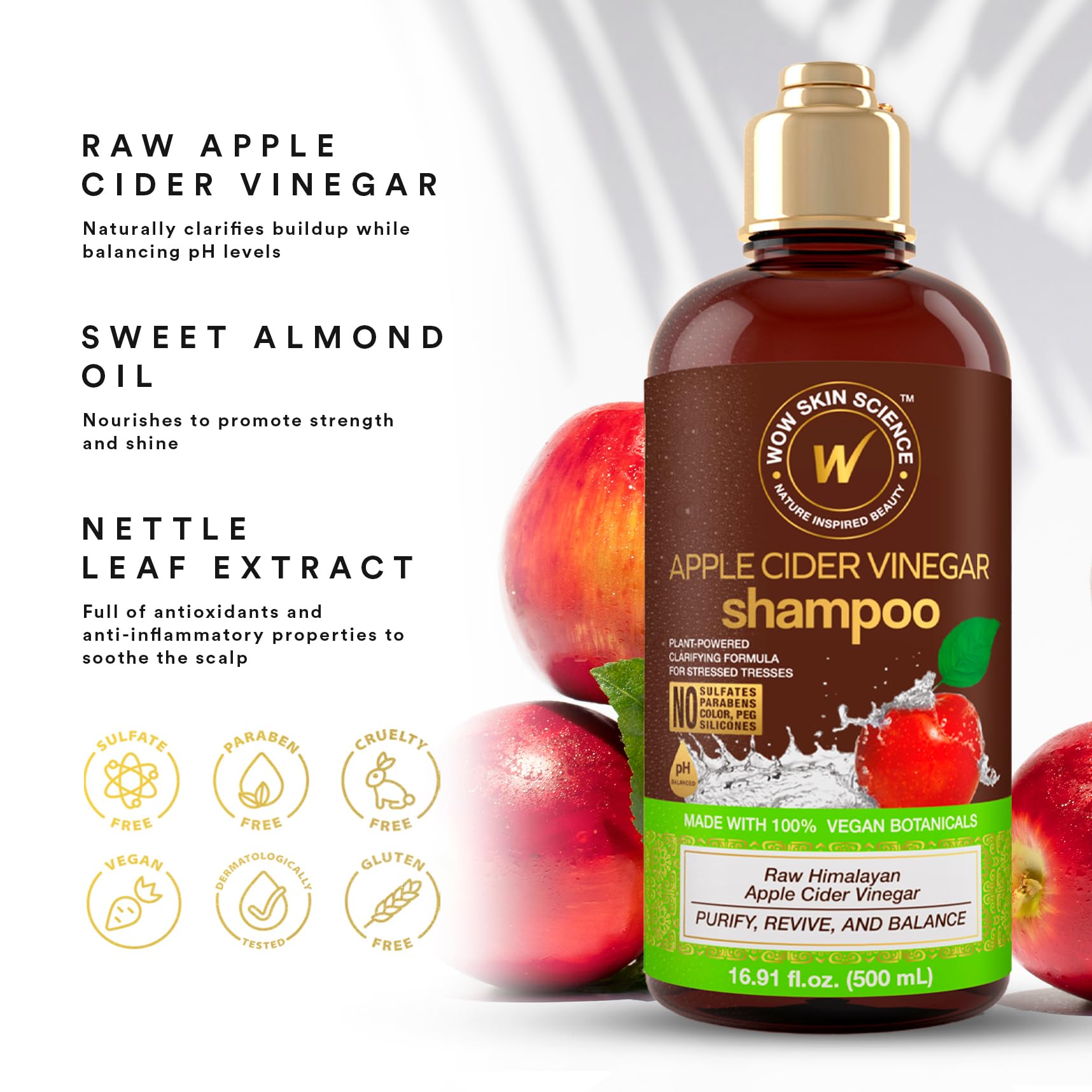 Label highlights saw palmetto and plant powered formula on WOW shampoo