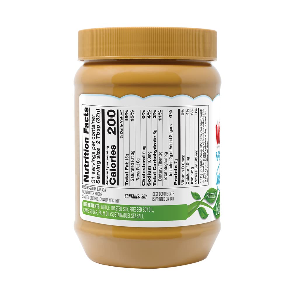 WOWBUTTER ingredient list highlights all-natural components with no added colors.