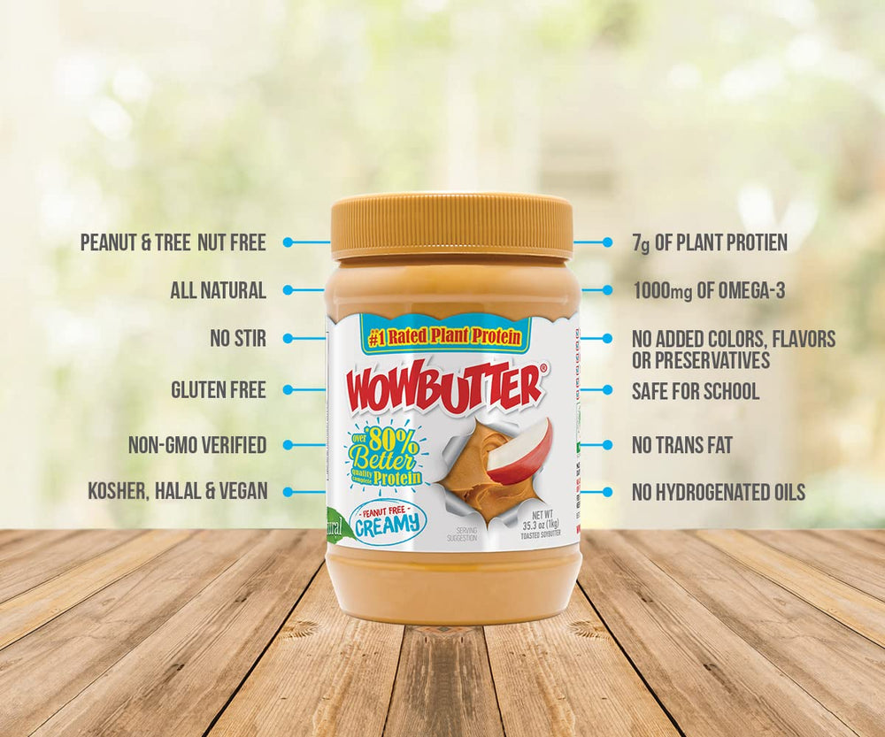 WOWBUTTER 100 percent peanut-free and tree-nut-free facility emphasizes safety.