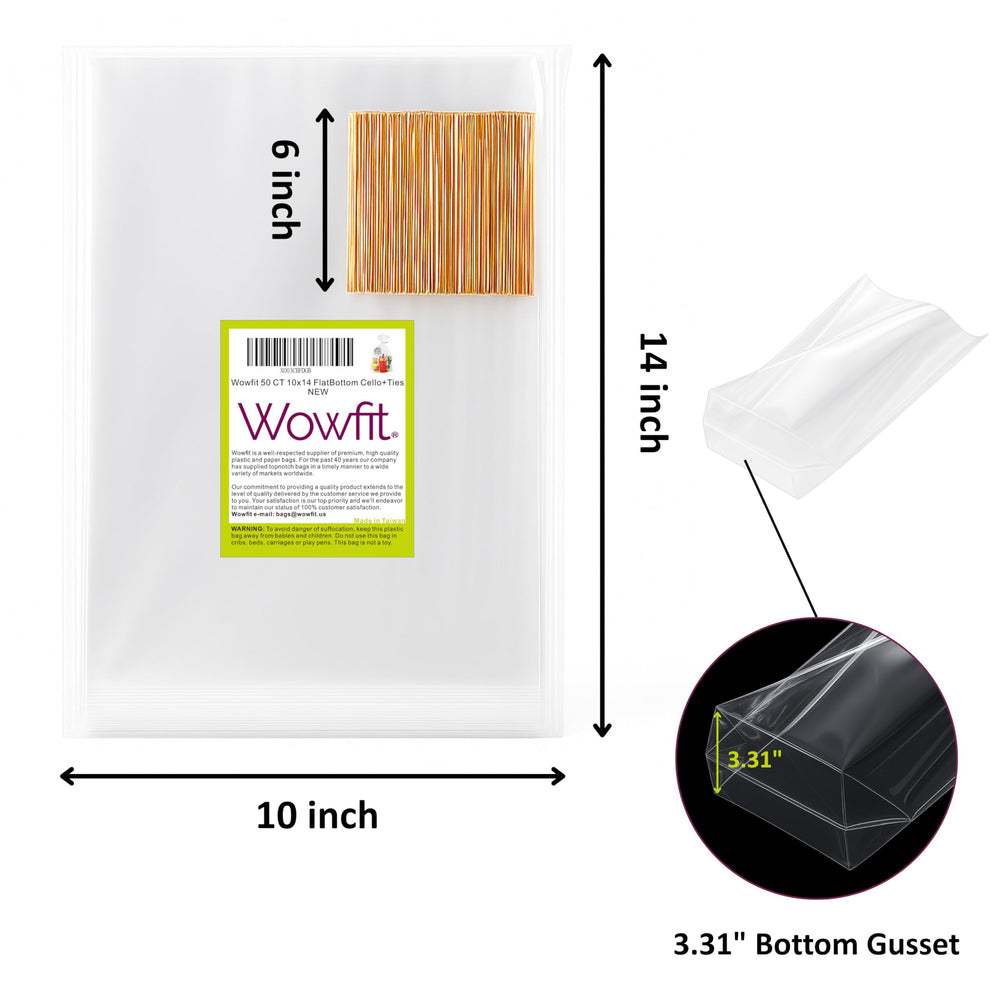 Wowfit cellophane bags with gold twist ties for elegant party favors