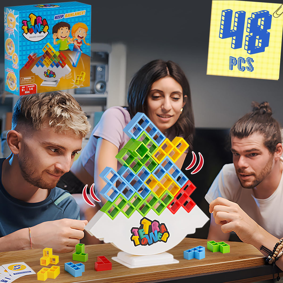 WOWNOVA Tetra Tower base provides stable foundation for exciting stacking play.