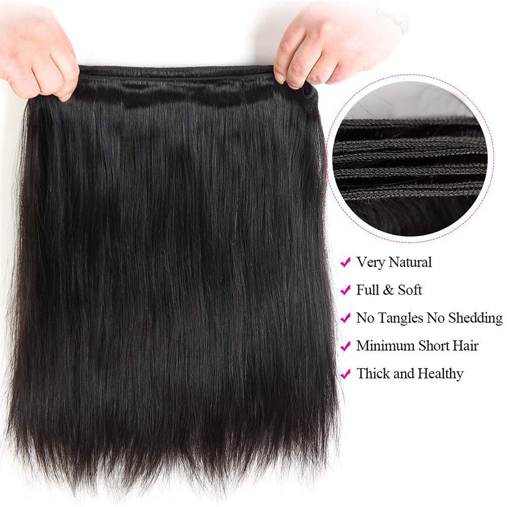 WOWQUEEN 30-inch Brazilian straight bundles provide extended length and shine