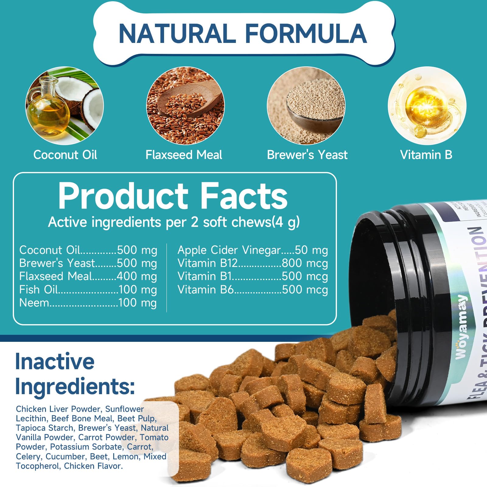 Woyamay coconut oil flaxseed ingredients for natural nourishment