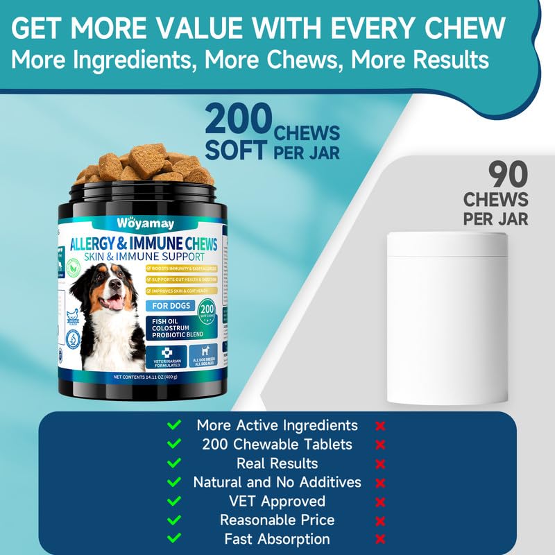 Woyamay dog allergy chews being enjoyed by a dog during treat time.