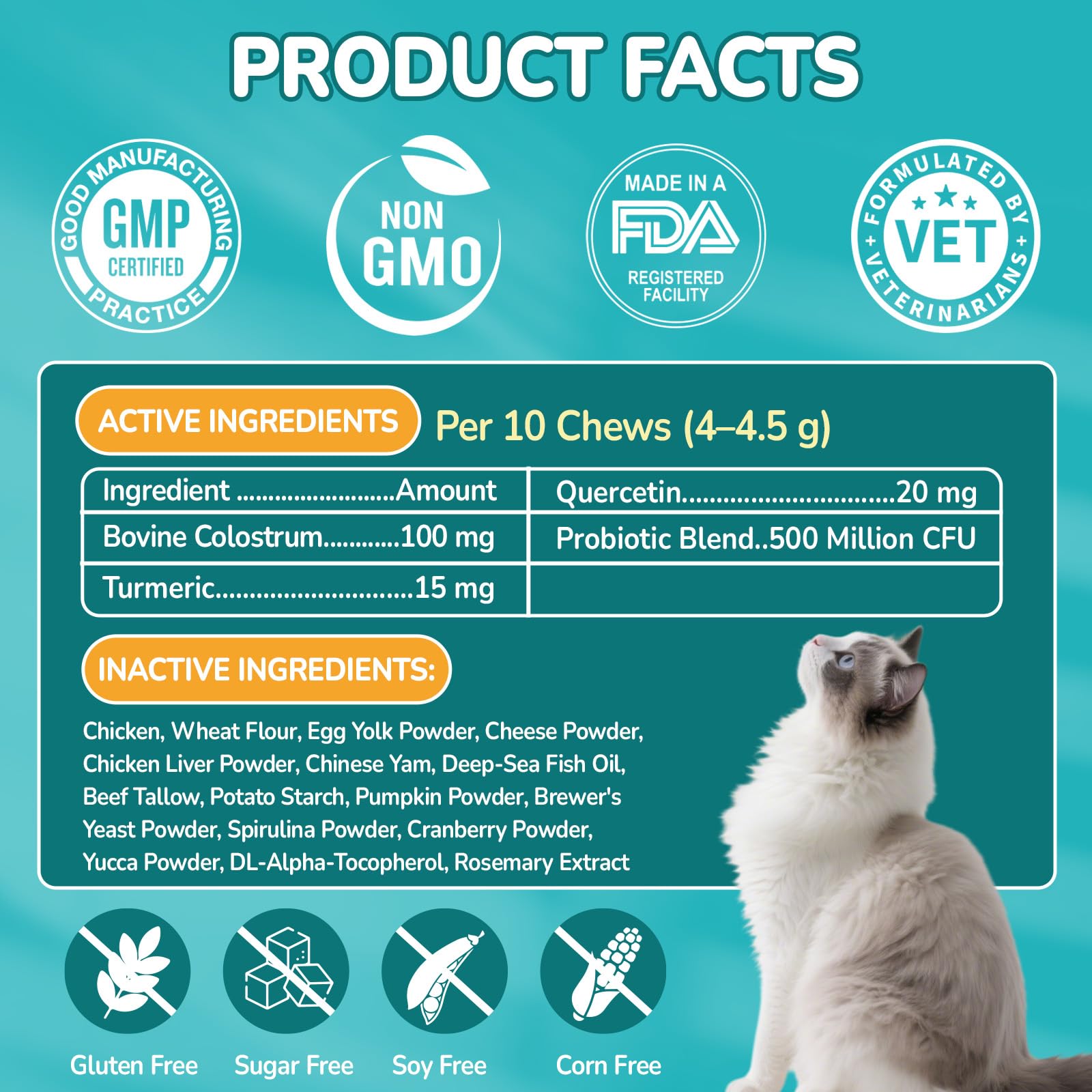 Woyamay natural ingredients list close-up showing grain-free and soy-free claims.
