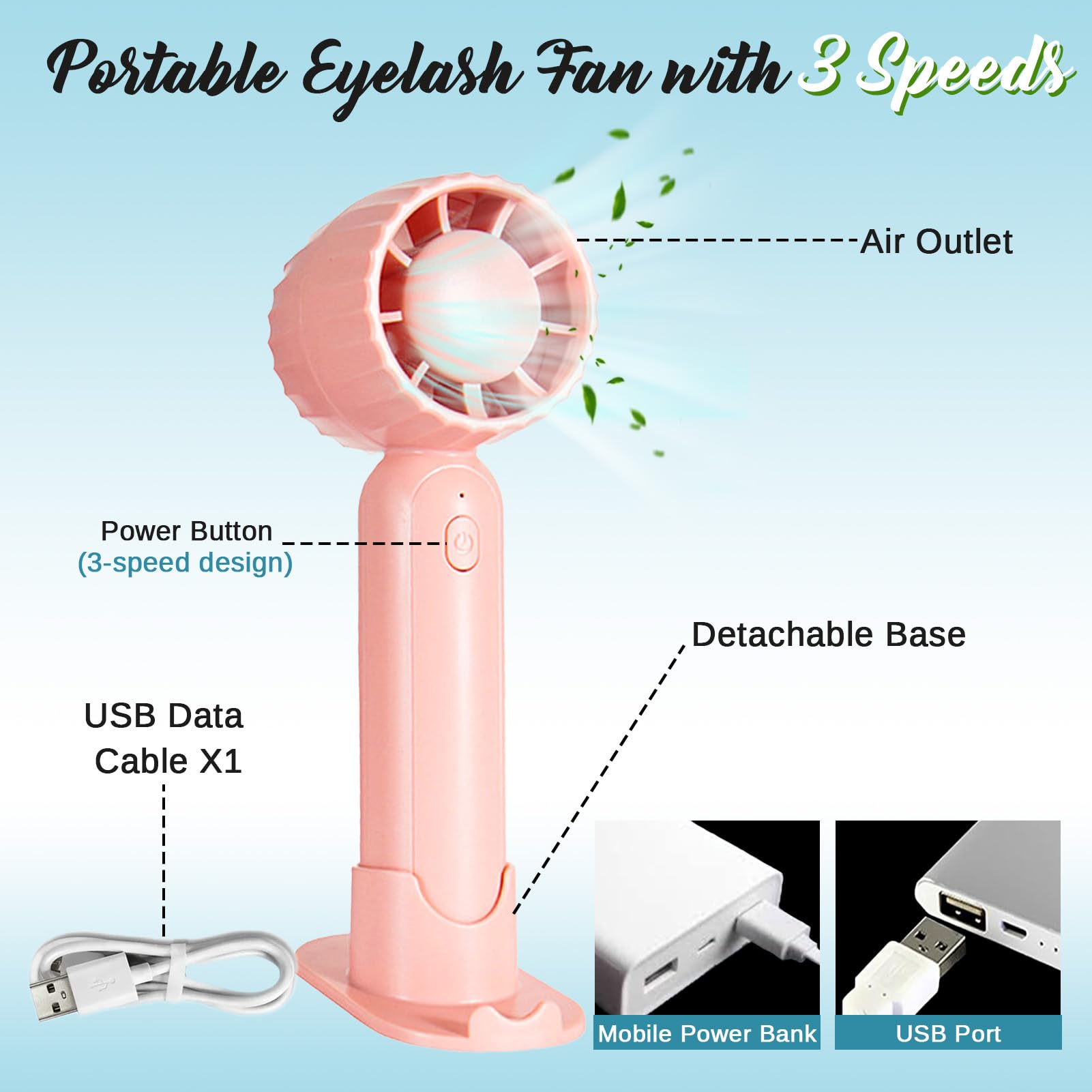 WOZUTUNT portable lash fan in compact handheld design
