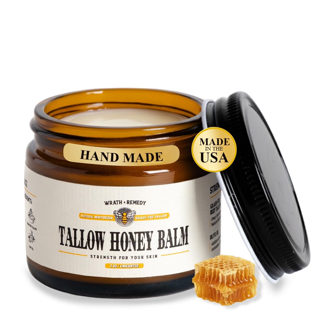 Wrath & Remedy 2oz unscented beef tallow jar for face and body hydration.