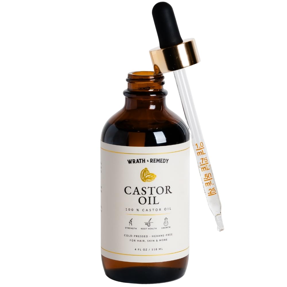 Wrath & Remedy 4oz castor oil, travel-friendly size.