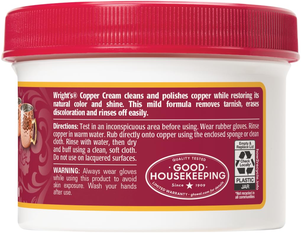 Applying Wright's by Weiman cream removes tarnish and reveals original beauty on metalware.