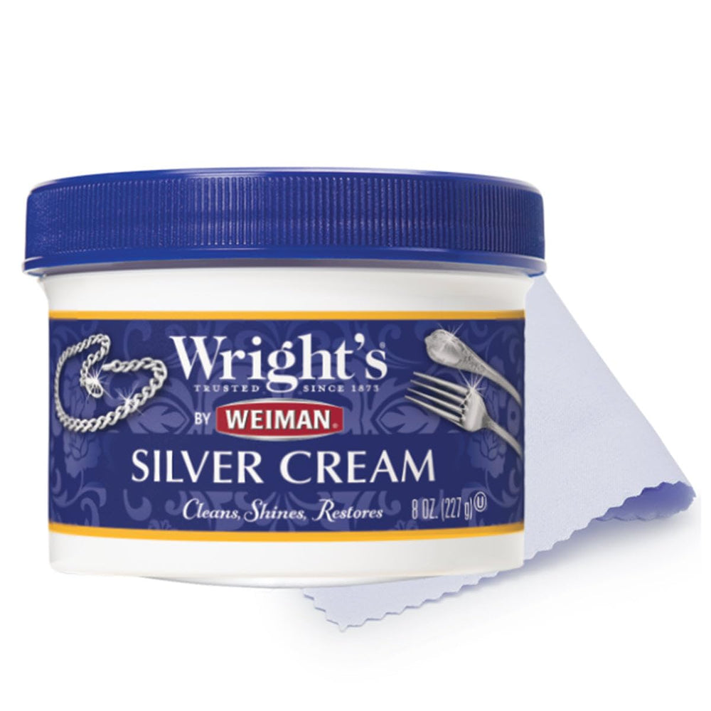 Wright's Silver Cream bottle pour demonstrates quick tarnish removal and bright shine.