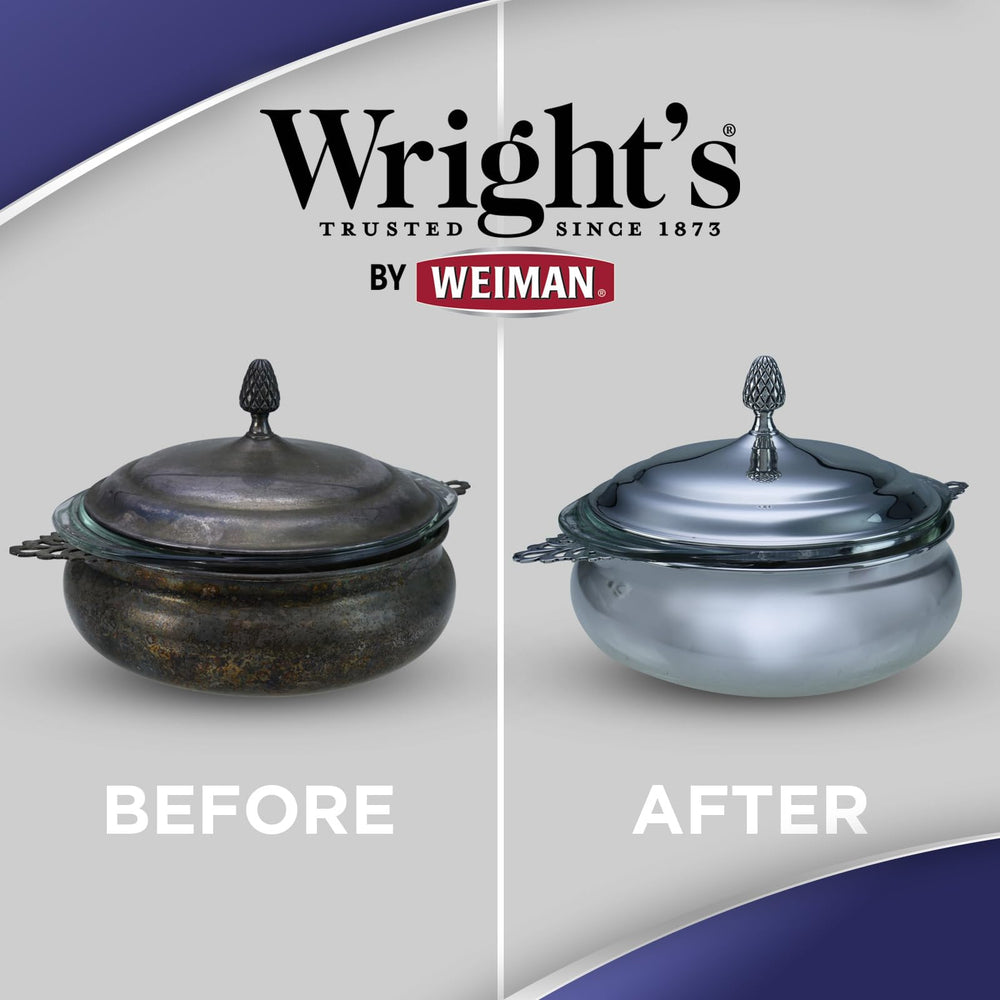Non-scratch protective coating shown after Wright's Weiman silver cleaning.