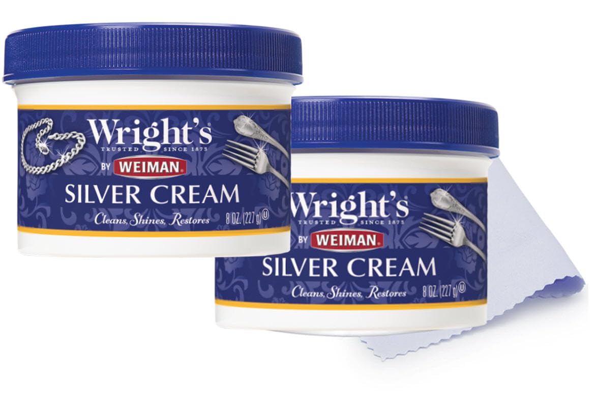Wright's Weiman silver cleaner cream 8-ounce jar restores tarnish to brilliance.