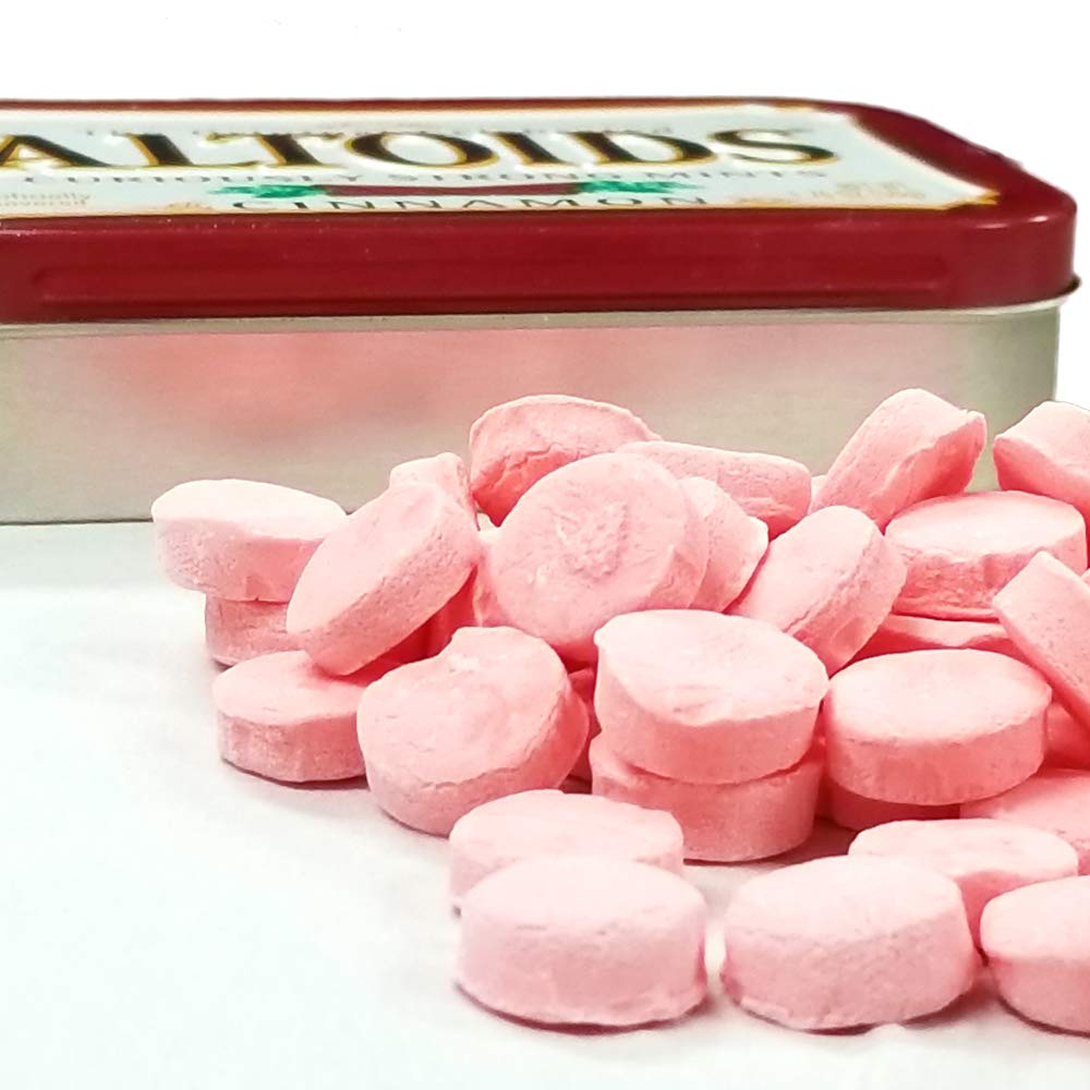 Wrigley's Altoids Cinnamon packaging shows three tins in a set