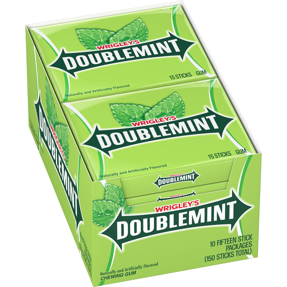 Wrigley's Doublemint 10-pack front view, convenient sharing on the go.