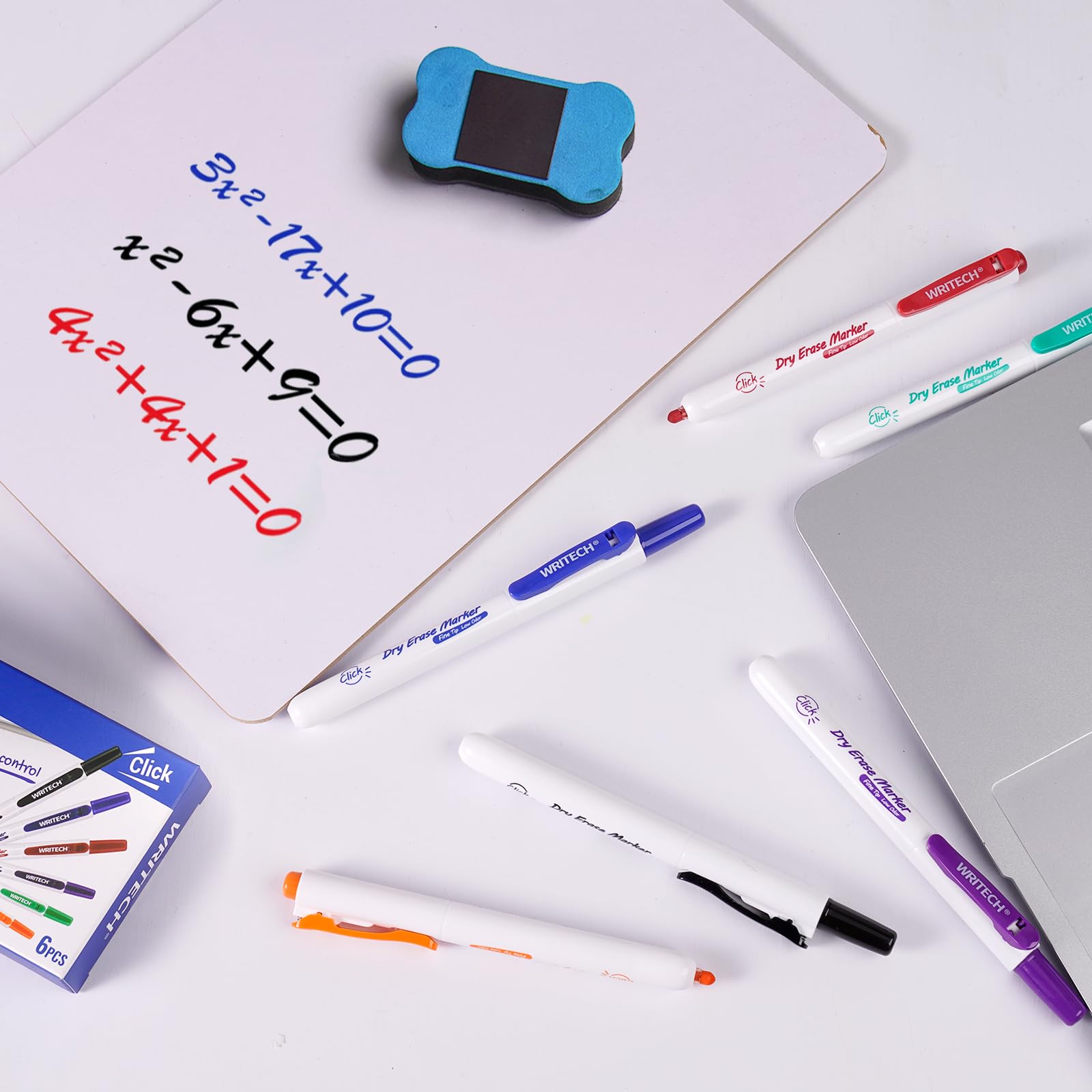 WriteCh erasable marker on whiteboard ready to wipe clean.