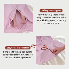 Wrrernsin sleep sack features safety-lock zip for secure, uninterrupted sleep.