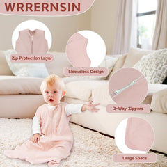 Wrrernsin sleep sack with two-way zipper for quick diaper changes.