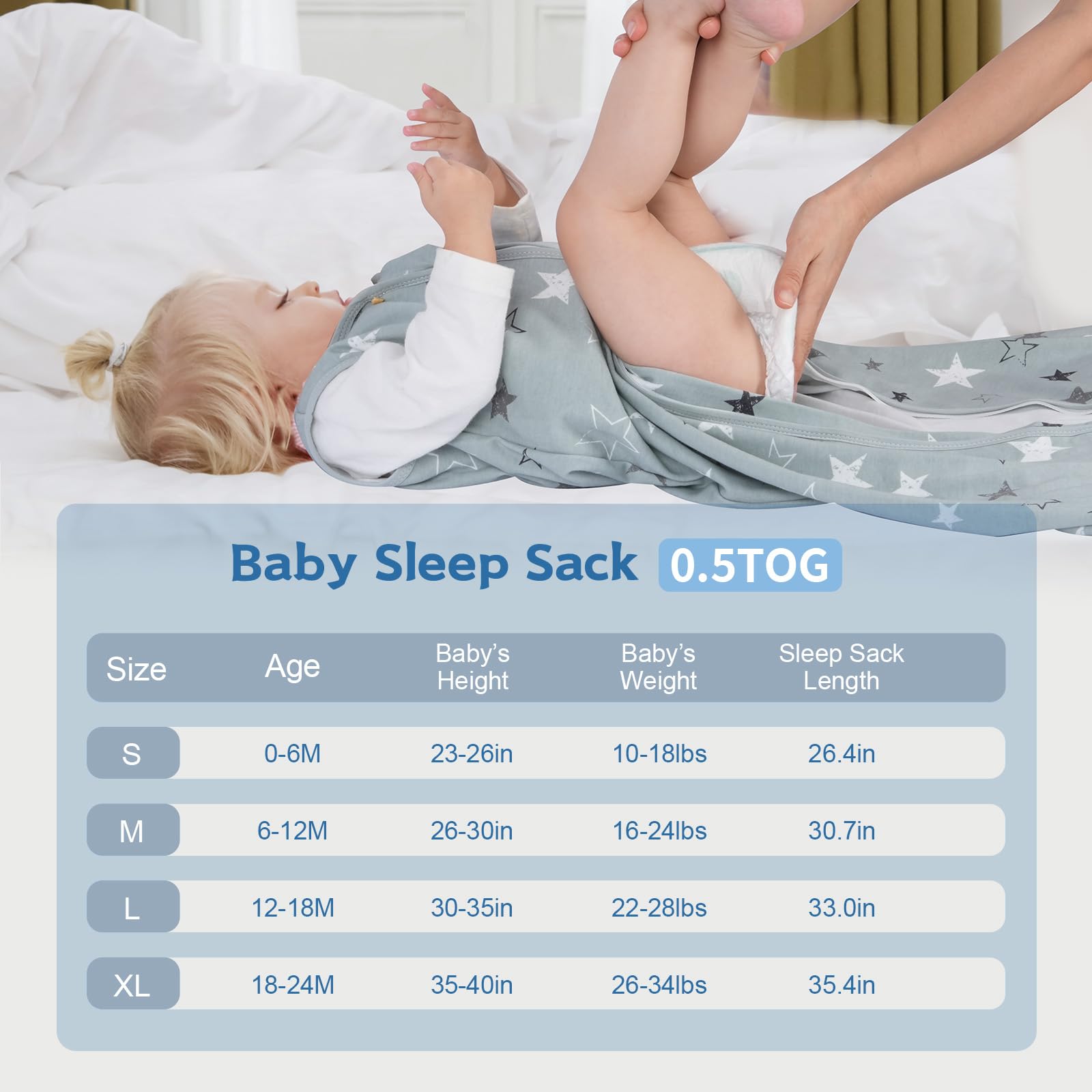 Wrrernsin sleep sack wide bottom supports leg movement and kicks.