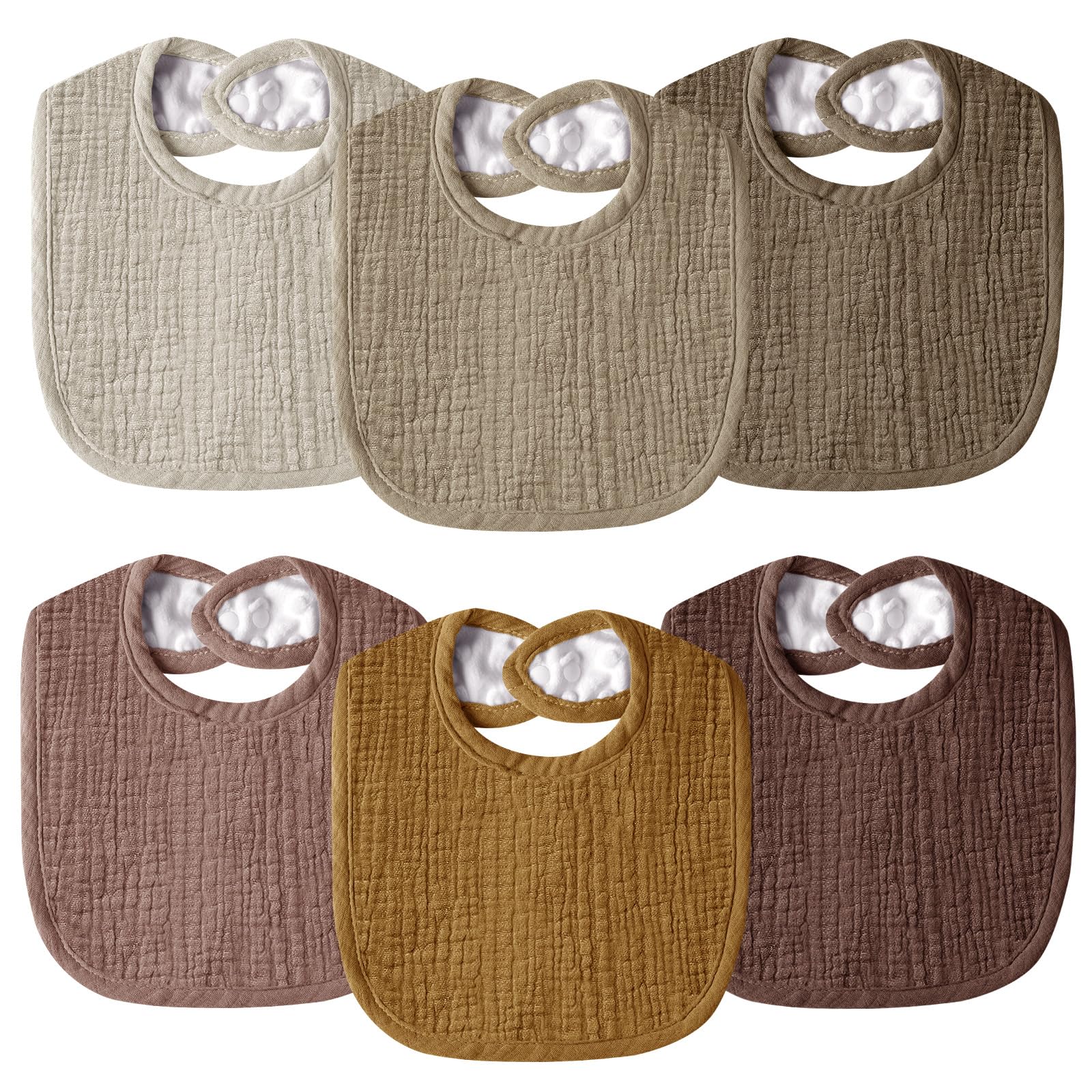 Wrrernsin muslin baby bib front close-up showing soft organic cotton for gentle skin
