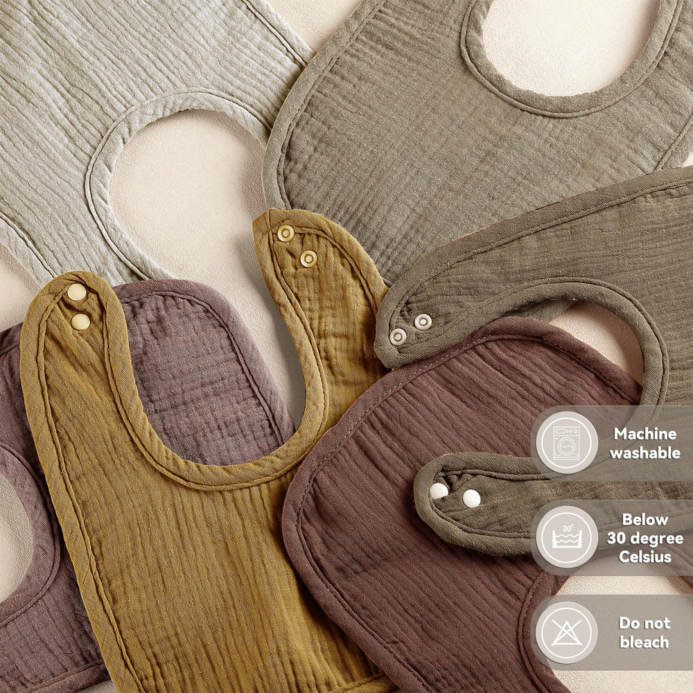 Wrrernsin muslin baby bibs adjustable snaps ensure a secure, comfortable fit