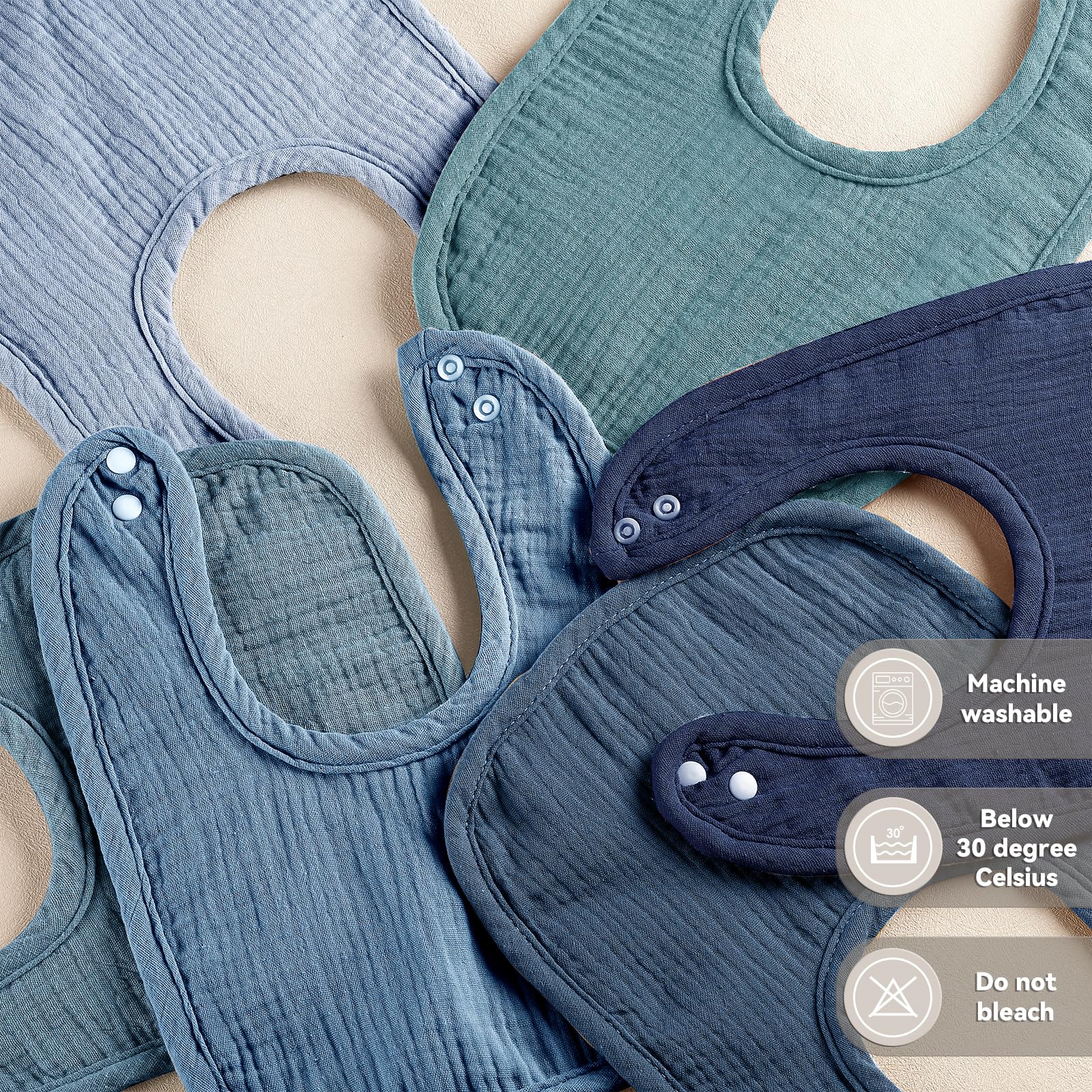 Wrrernsin bib set; six unisex colors for easy outfits.