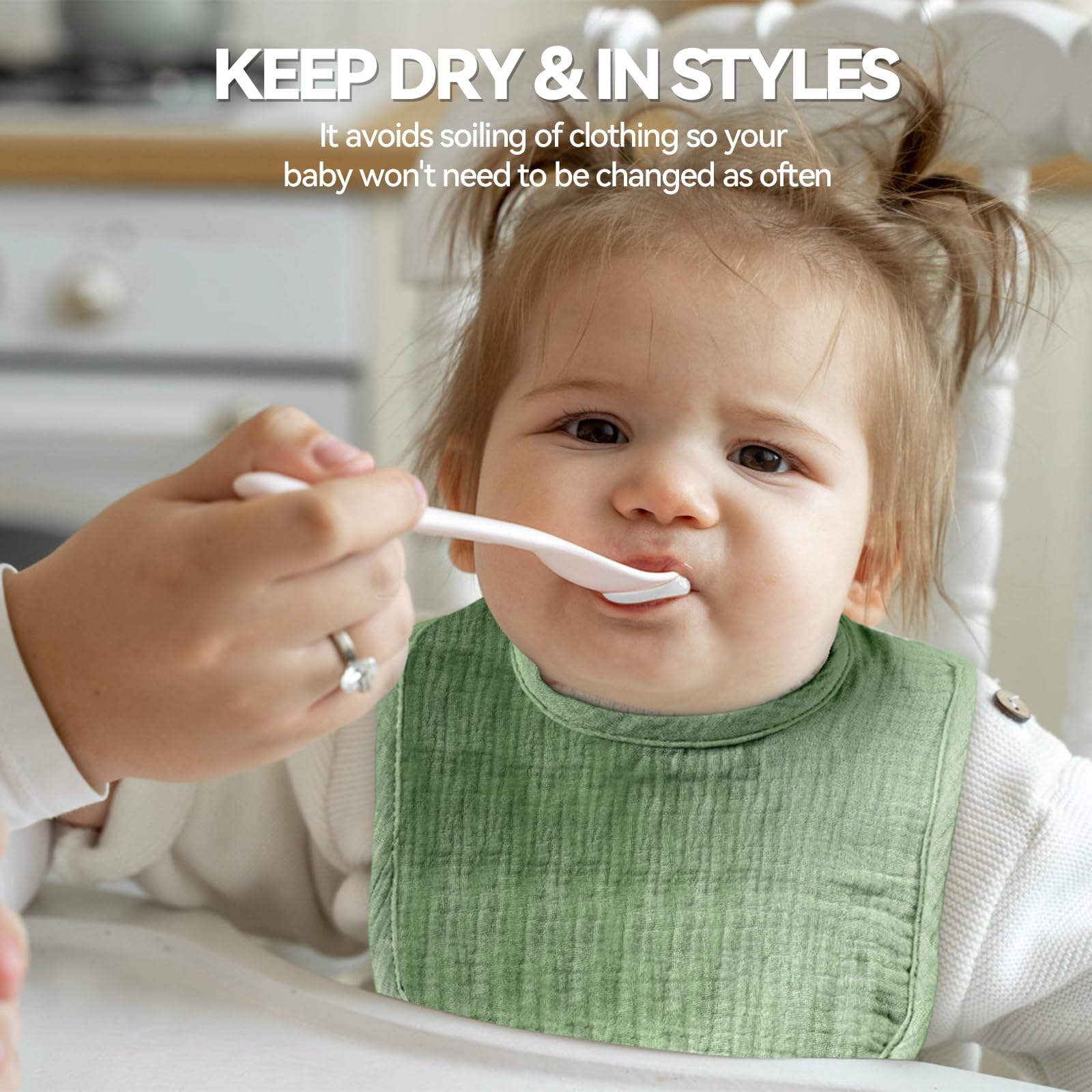 Wrrernsin bib is machine-washable for easy care and quick cleanup.