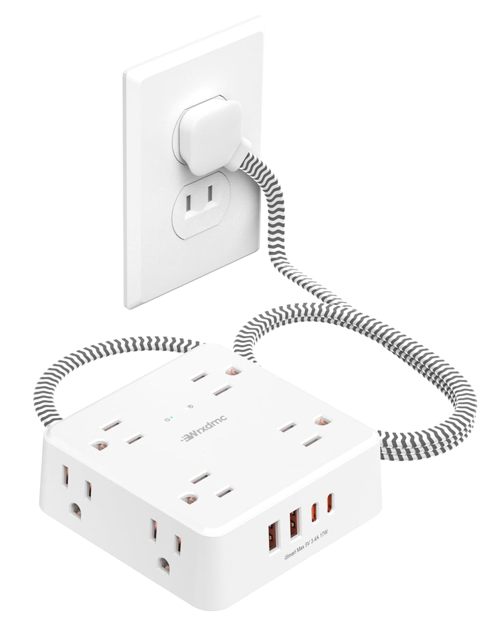 Wrxdmc 2-prong to 3-prong adapter with surge protection for older outlets