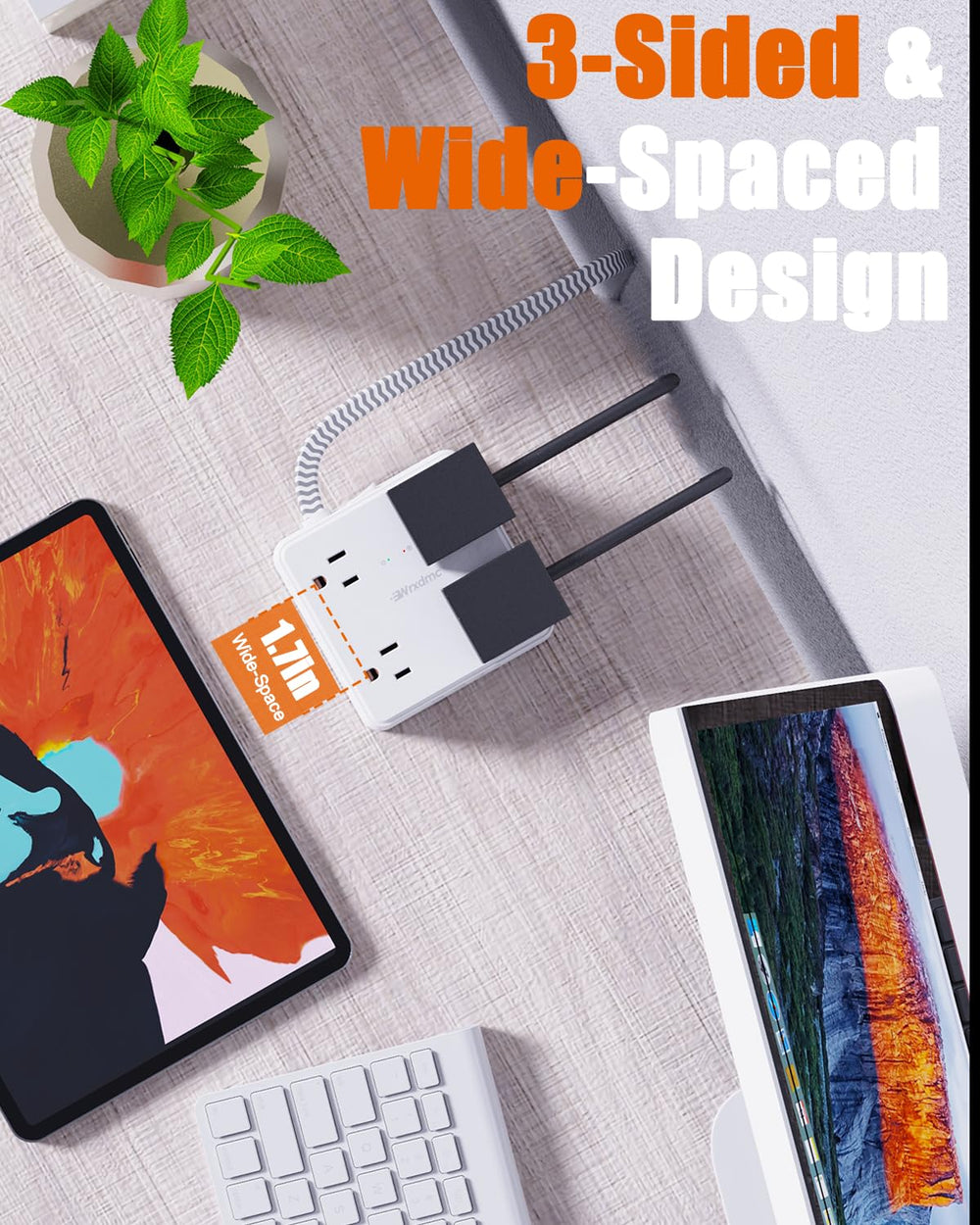 Wrxdmc 45-degree angle plug frees adjacent outlets