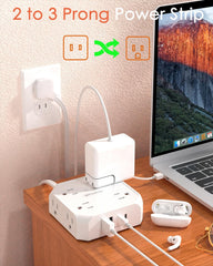 WRXDMC flat plug design keeps the strip flush against walls and furniture.